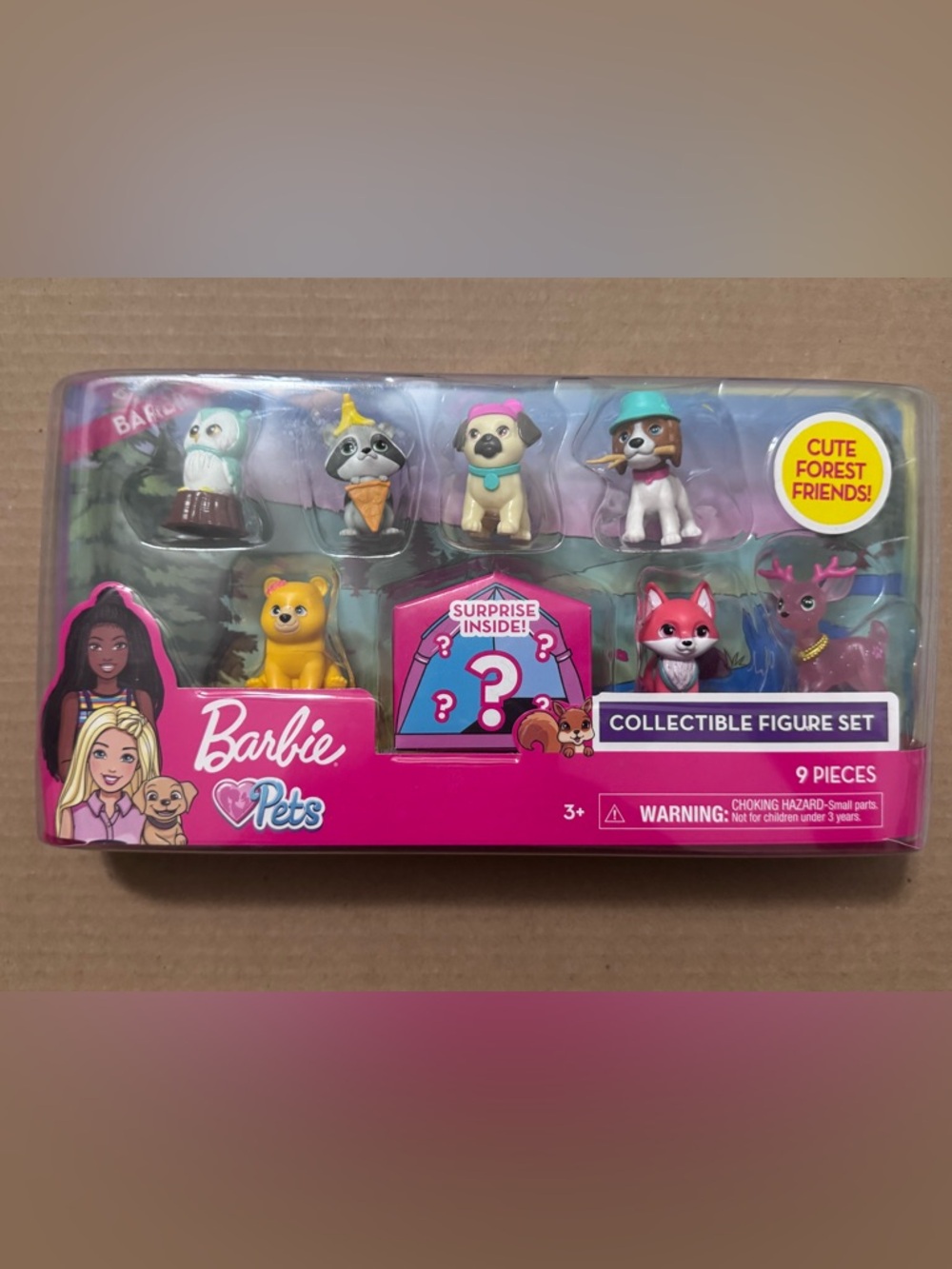 Barbie Pets Collectible Figure Set - Pink, Yellow, Blue, White, Brown